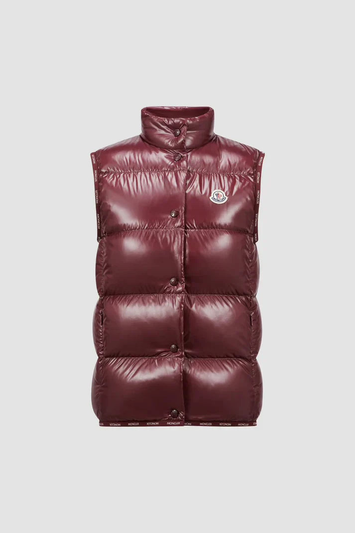 Moncler  -  Doudoune sans manche bordeaux brillante femme