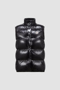 Moncler  -  Doudoune sans manche noire brillante femme
