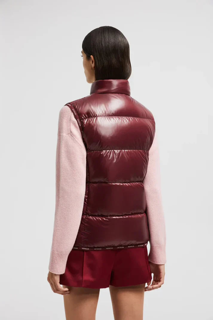 Moncler  -  Doudoune sans manche bordeaux brillante femme